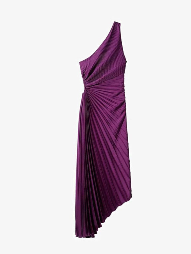 She's Royal One Shoulder Pleated Maxi Dress
