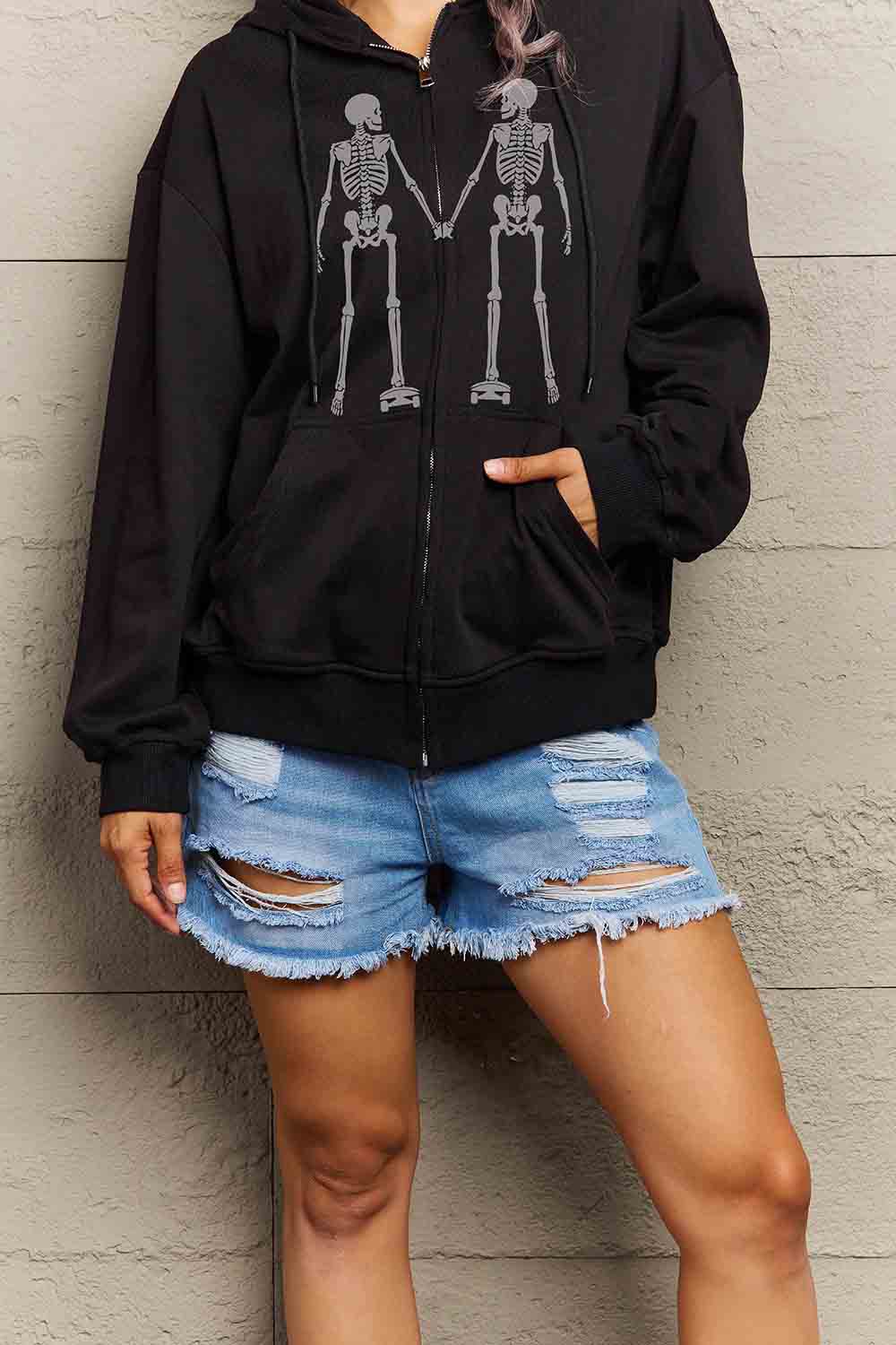Simply Love Full Size Skeleton Graphic Hoodie
