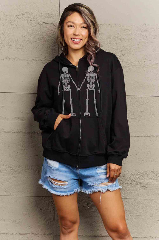 Simply Love Full Size Skeleton Graphic Hoodie