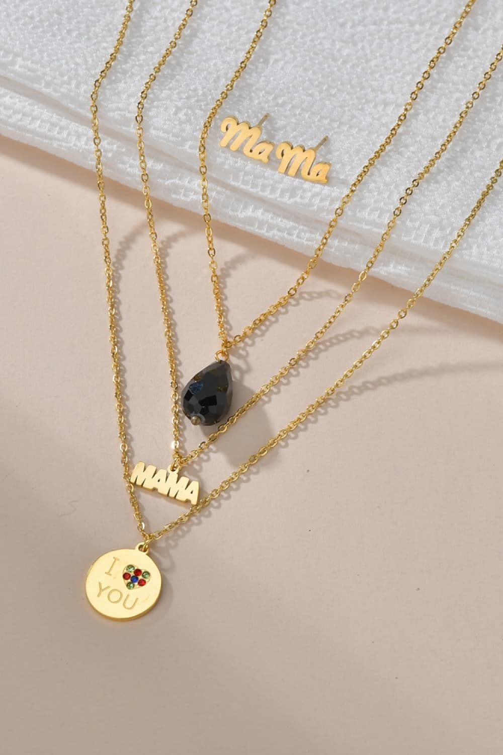 Triple-layer MAMA I LOVE YOU 18K gold-plated Pendant Combo Deal